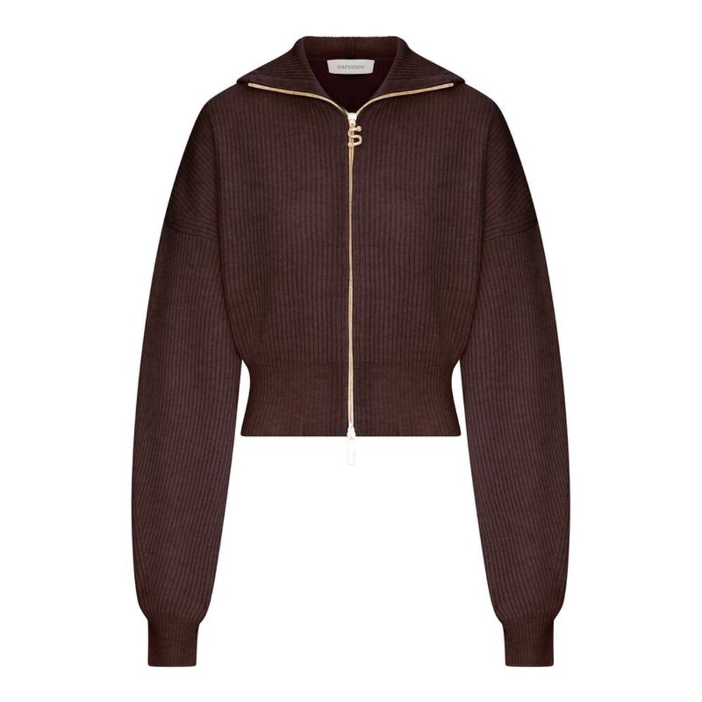 Sportmax Women Ribbed Wool Cardigan With Wide Collar